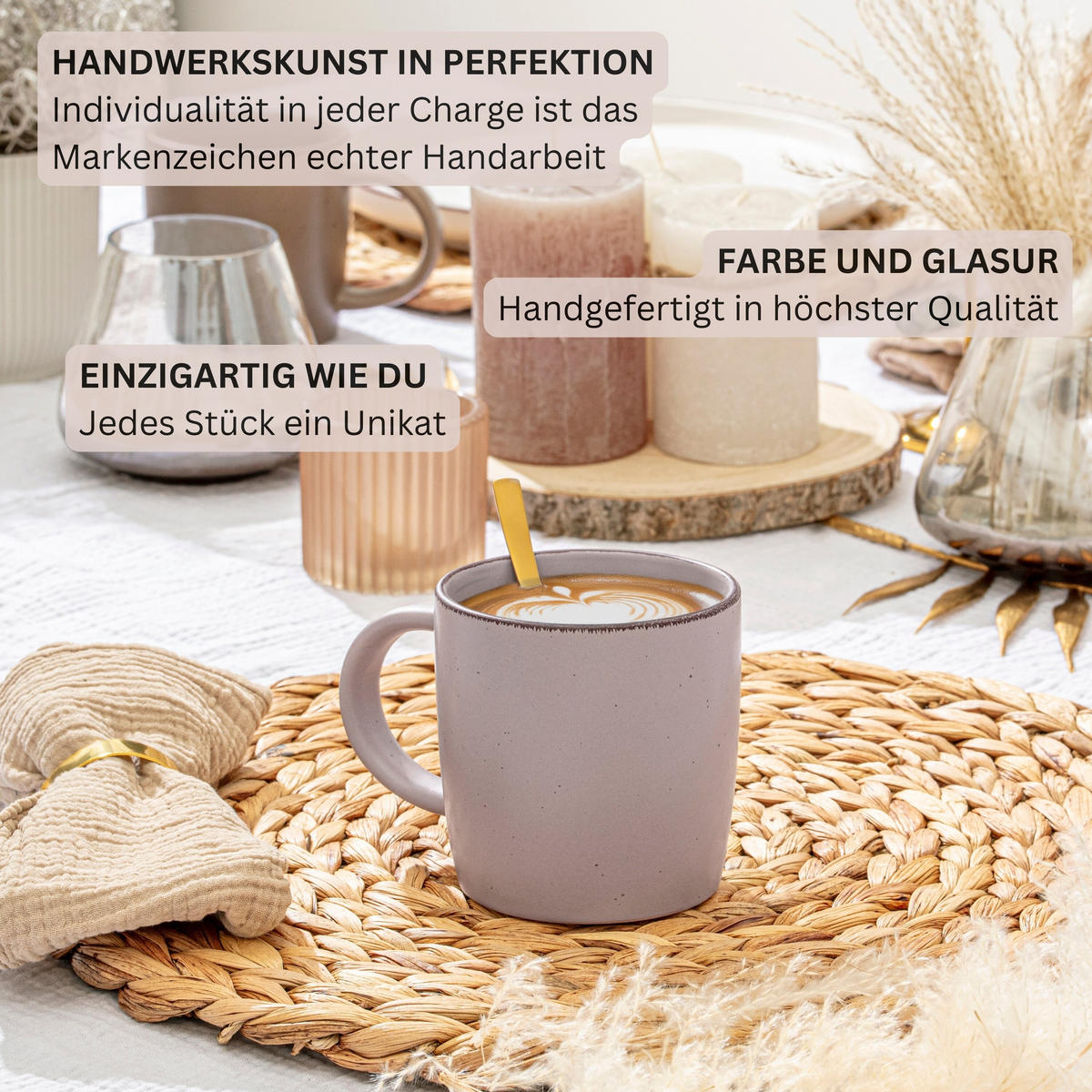KAFFEEBECHER BOMBAY BASALT - 4 teilig aus Steingut - Lila, Stein (0.8L) - Sänger
