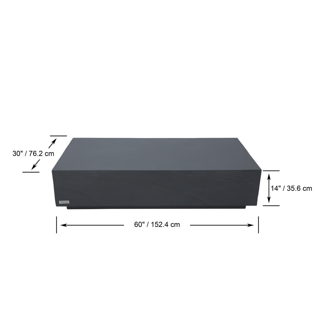 COUCHTISCH COLORADO aus GF-Beton Rechteck, Wetterbeständig, 153x77x36 cm - Dunkelgrau, Naturmaterialien (153/77/36cm) - Elementi