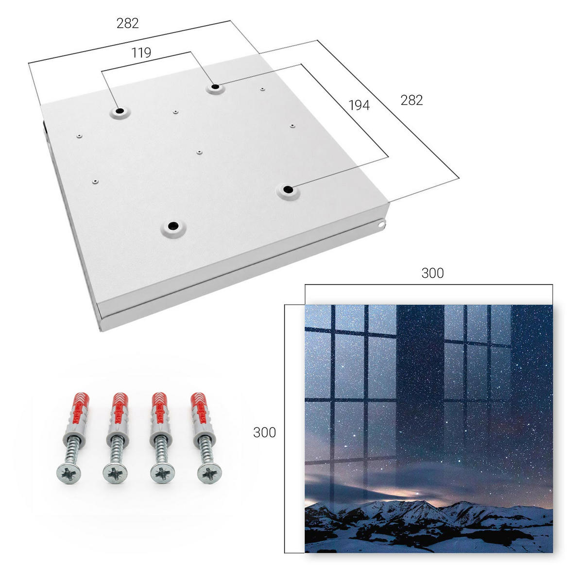 SCHLÜSSELBOX Weiß 30x30 cm – Türöffnung nach rechts - Bergnacht - Blau, Metall (30/30/5cm) - TULUP