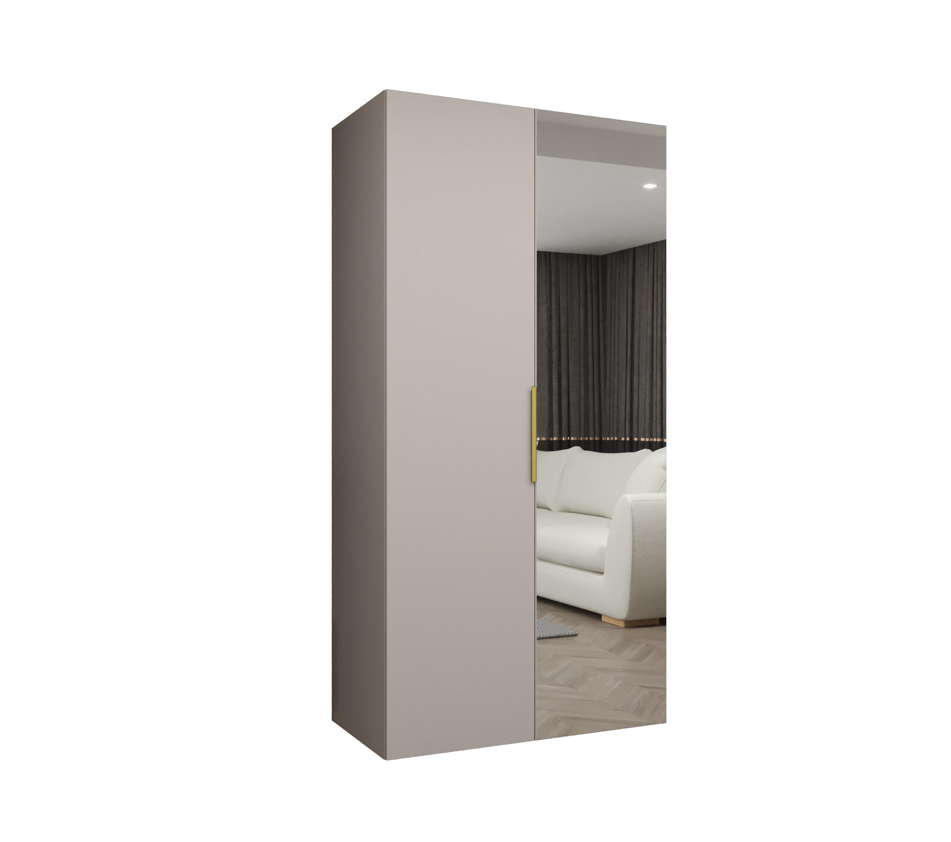 DREHTÜRENSCHRANK 202/100/52 2-türig - Kaschmir/Goldfarben, Holz (100/202/52cm) - MÖBEL KRYSPOL