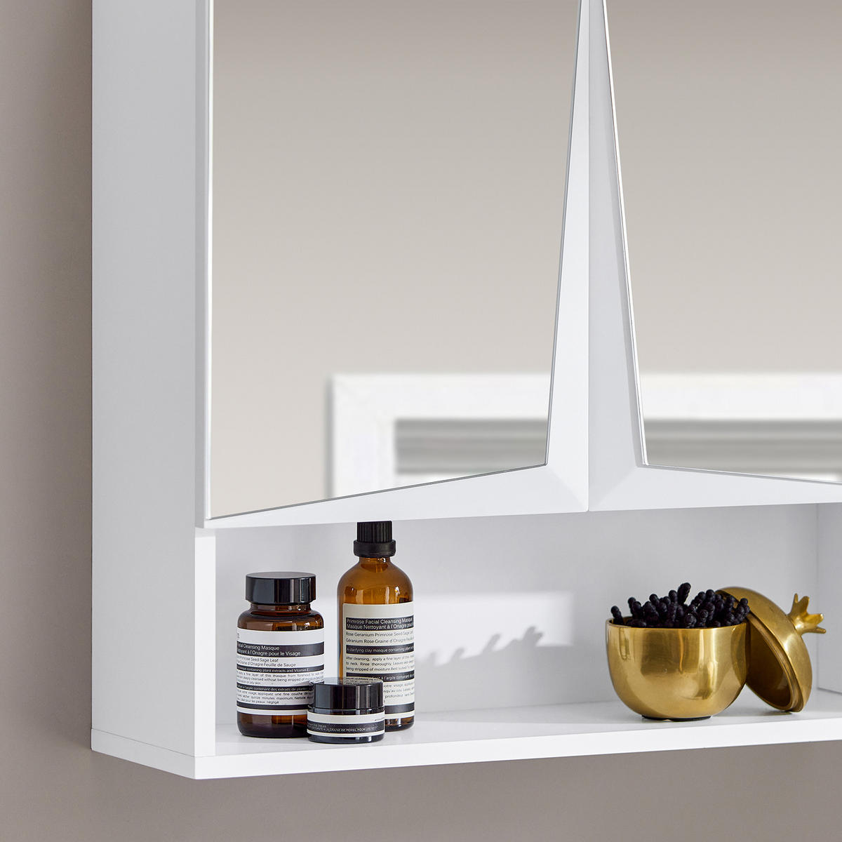 SPIEGELSCHRANK Weiß - Weiß, Glas/Holzwerkstoff (48/48/17cm) - SoBuy