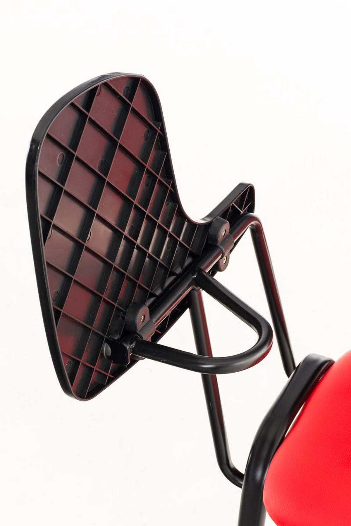 BESUCHERSTUHL Keen mit Klapptisch, Kunstleder mit Gestell Schwarz / Bezug Rot - Rot/Schwarz, Textil/Metall (53/81/53cm) - TPFLiving