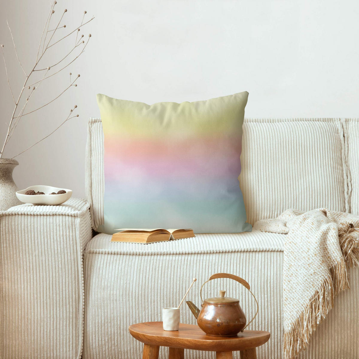 KISSENBEZUG Regenbogen Wasserfarben 50/50 cm - Multicolor, Textil (50/50cm) - Bilderwelten