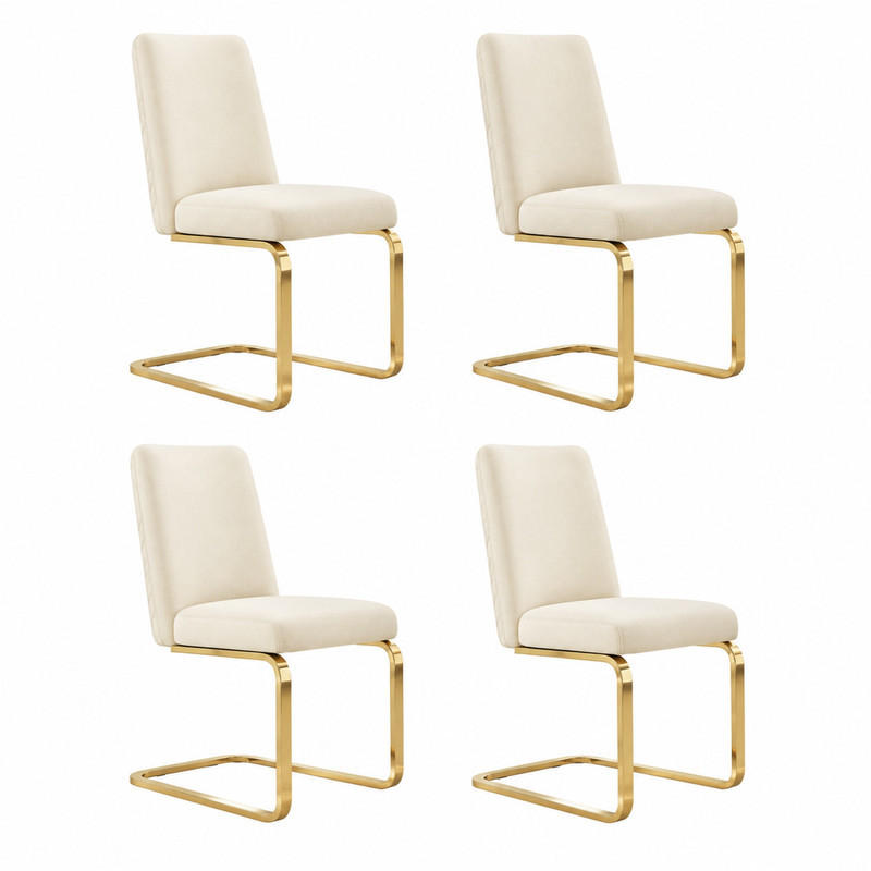 ESSZIMMERSTUHL 4er-Set Samt Beige mit Metallbeinen - Beige, Metall (45/88/52.1cm) - Meubliv