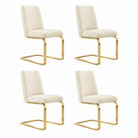 ESSZIMMERSTUHL 4er-Set Samt Beige mit Metallbeinen - Beige, Metall (45/88/52.1cm) - Meubliv