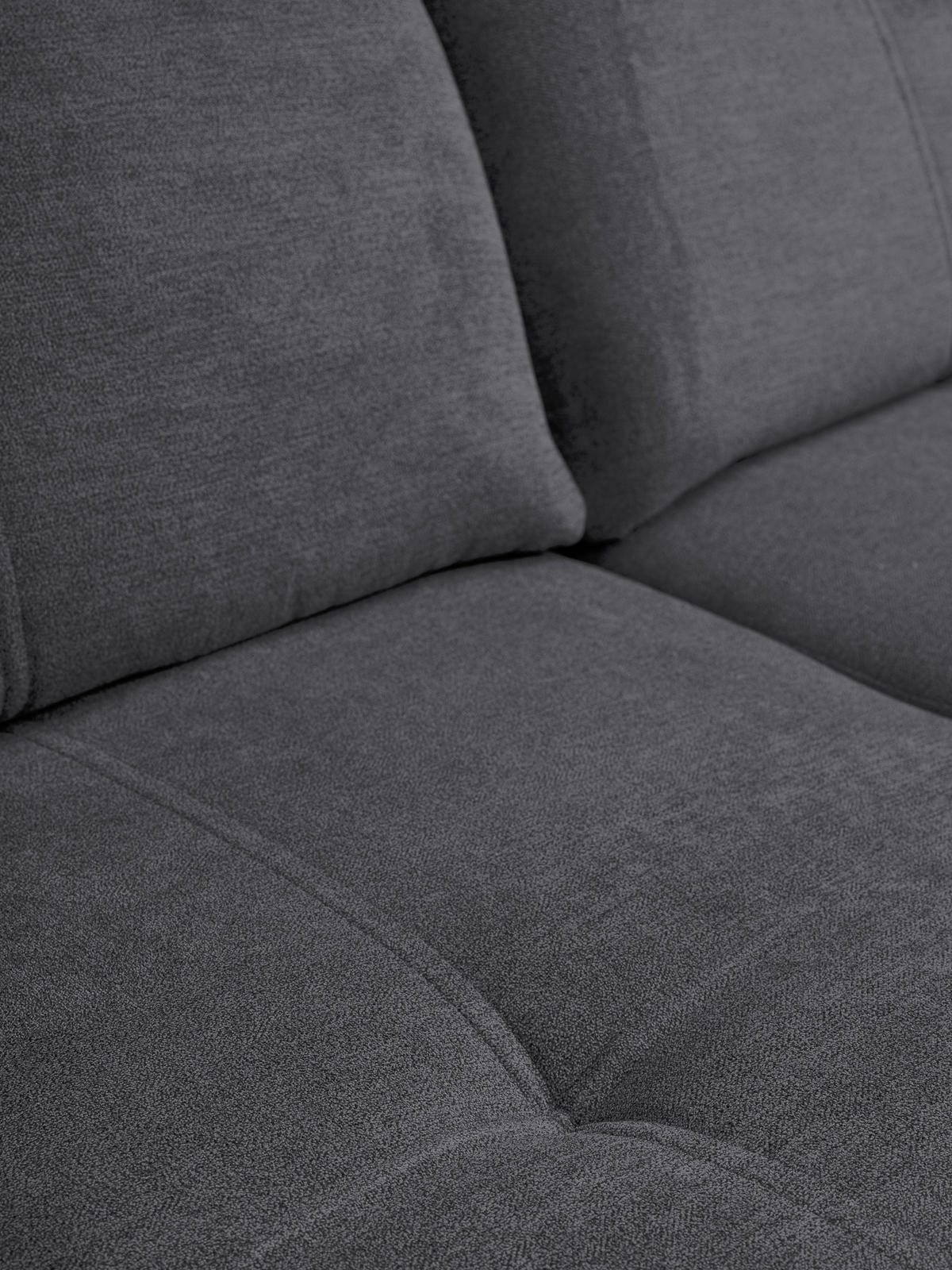 ECKSOFA PANAMA mit Schlaffunktion und Bettkasten, Farbe: Dunkelgrau, Velourstoff, Ottomane Rechts - Dunkelgrau, Textil (270/180cm) - VENASI MÖBEL