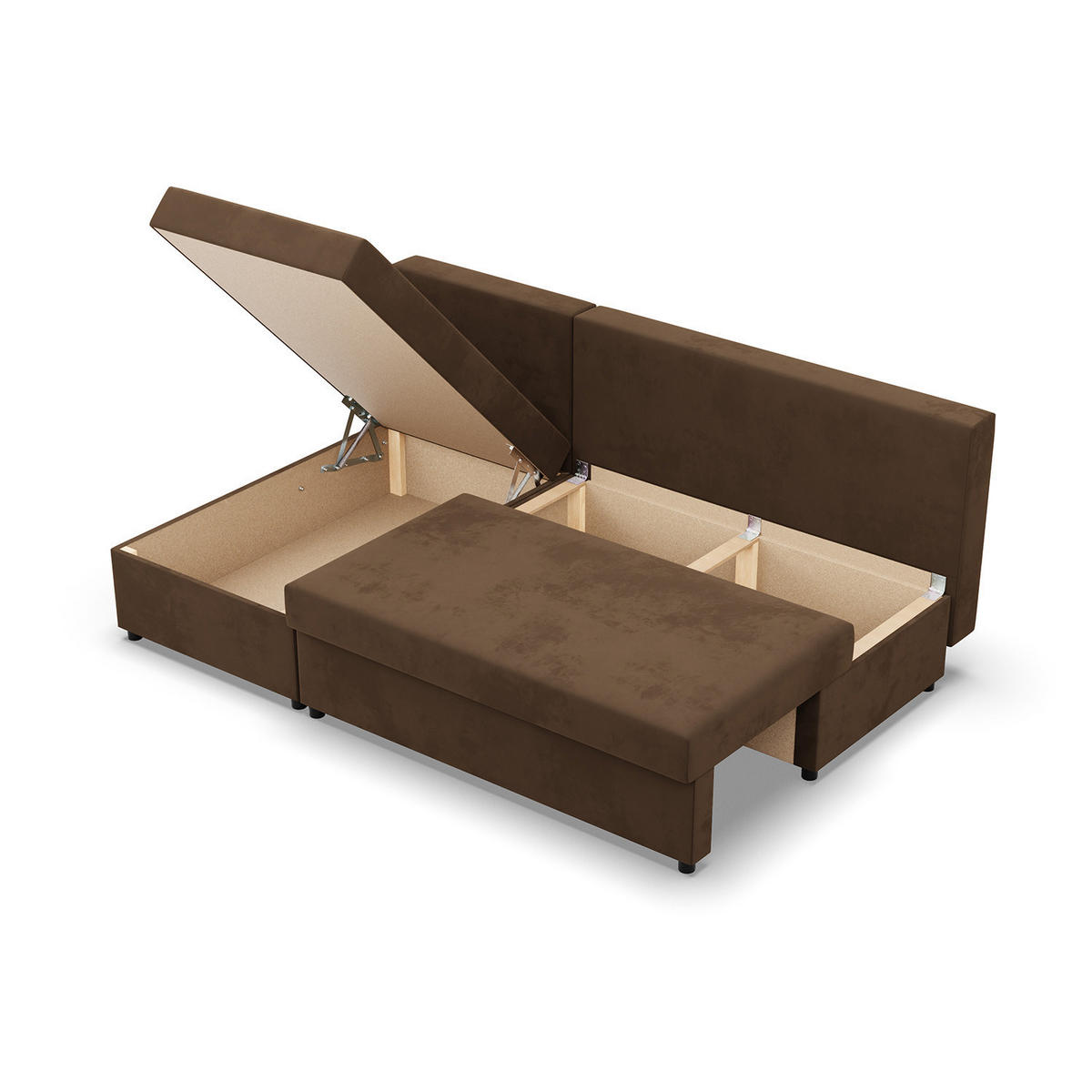 ECKSOFA MIT SCHLAFFUNKTION KEMI Braun - Braun, Textil (135/201cm) - Mebligo