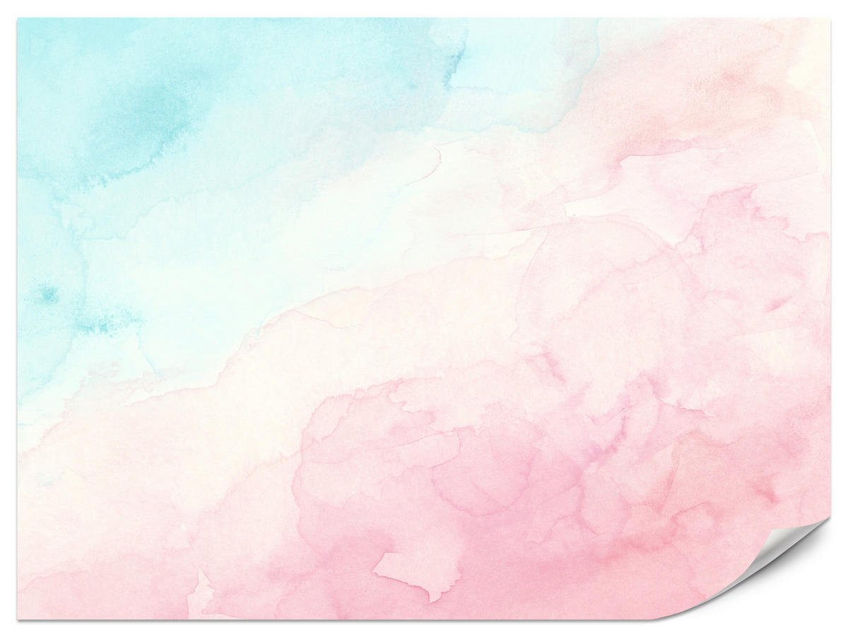 FOTOTAPETE für Kinderzimmer Pastell Ombre Aquarell Gradient 500x350 - Rosa, Papier (500/350cm) - Muralo