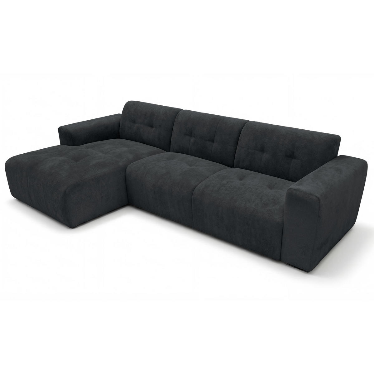ECKSOFA L Form Corlu Schwarz 310/165/78 cm – stilvolle kleine Eckcouch Links - Schwarz, Kunststoff/Textil (310/165cm) - AX Living