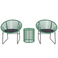 POLYRATTAN Gartenmöbel Set, Outdoor Lounge Balkonmöbel für 2 Personen Grün - Grün, Metall - Outsunny