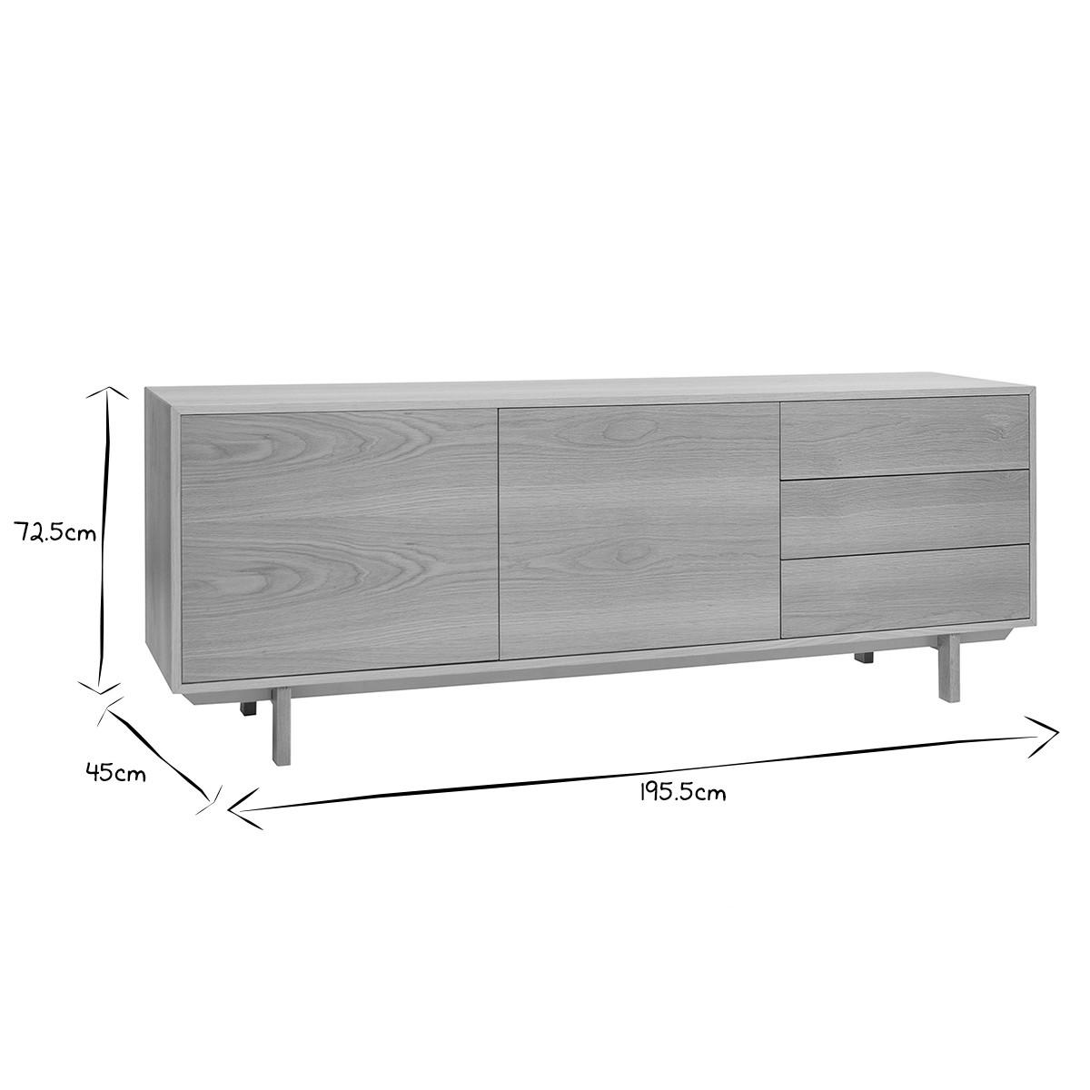 SIDEBOARD Skandinavisch Helles Holz 195 cm SID - Eiche Bianco, Holz (45/72.5/195.5cm) - Miliboo