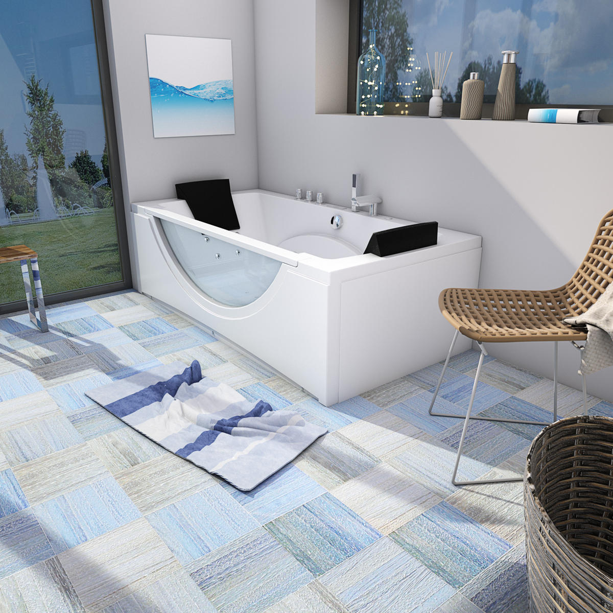 WHIRLPOOL Badewanne Eckwanne Wanne W81H-A-SC 90x180cm - Weiß, Glas/Kunststoff (180/55/90cm) - AcquaVapore by Sandra Jentho