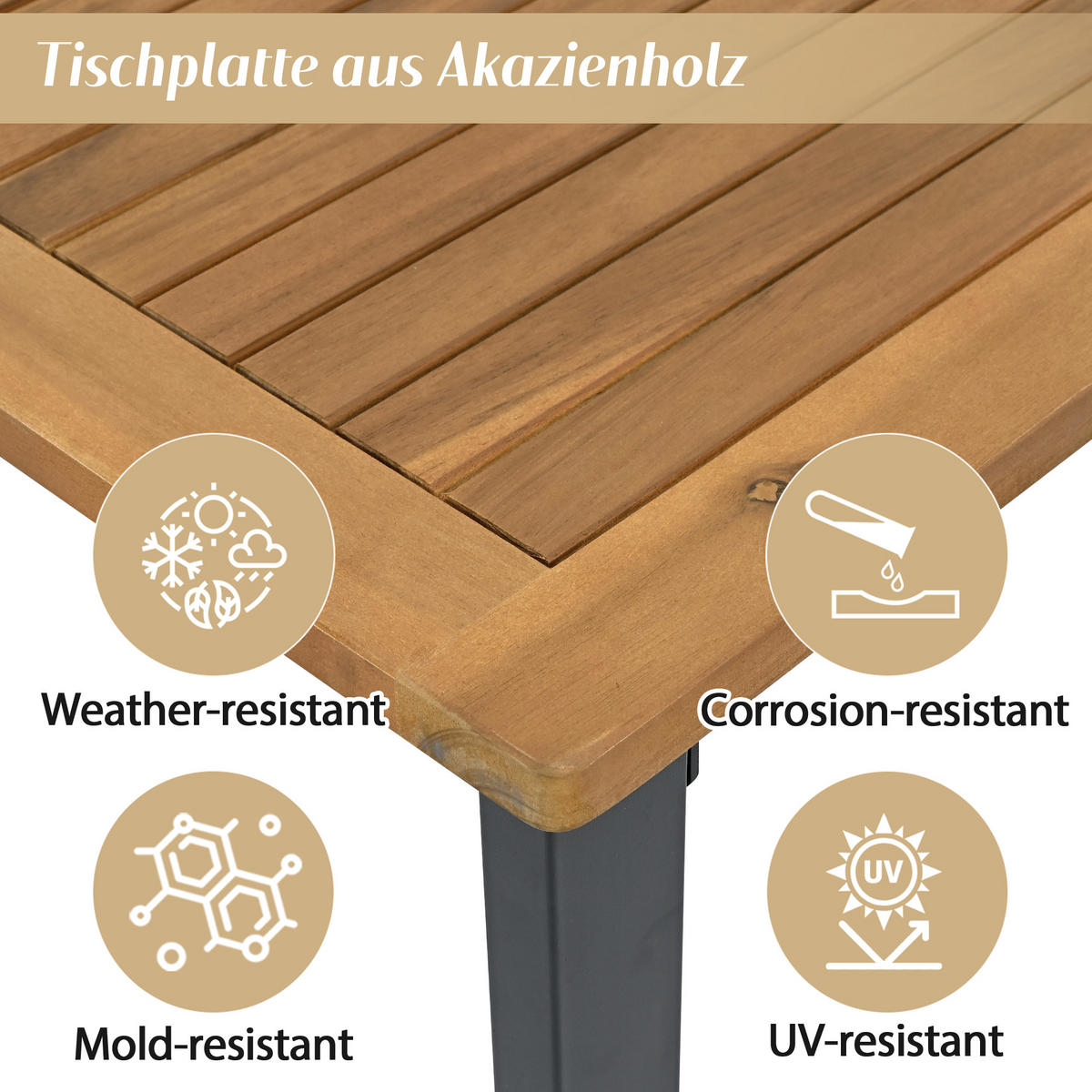 GARTENMÖBEL-SET Sofa Sessel Tisch Akazie Stahl Beige - Beige, Textil - FLIEKS