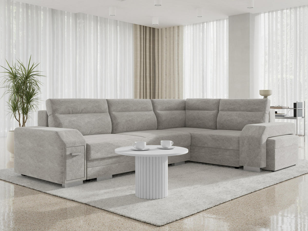 ECKSOFA Alvares, Seite: Rechts - Beige, Holz/Kunststoff (305/205cm) - MIRJAN24