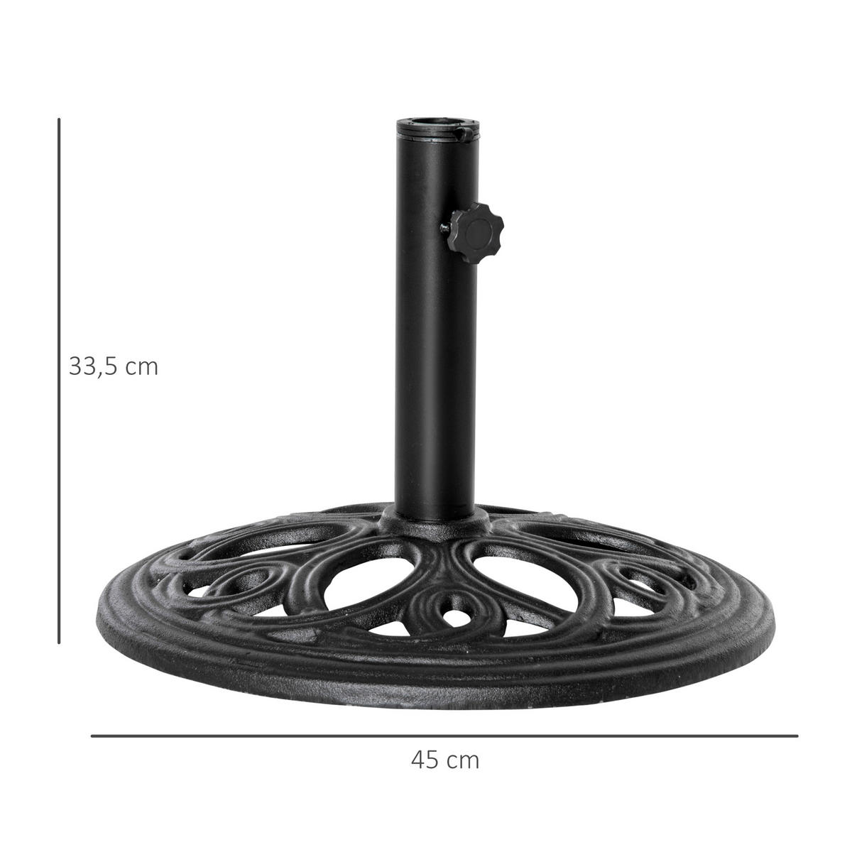 SONNENSCHIRMSTÄNDER Schwarz Ø 45/33,5 cm - Schwarz, Stein (45/45cm) - PANGIVO