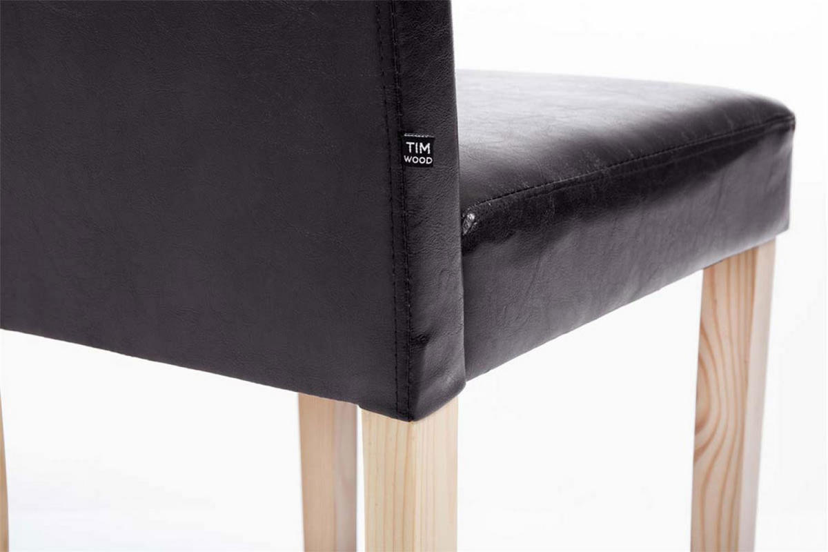 STUHL Lederlook braun - Eukalyptusholzfarben/Braun, Holz/Textil (41/91/47cm) - CLP