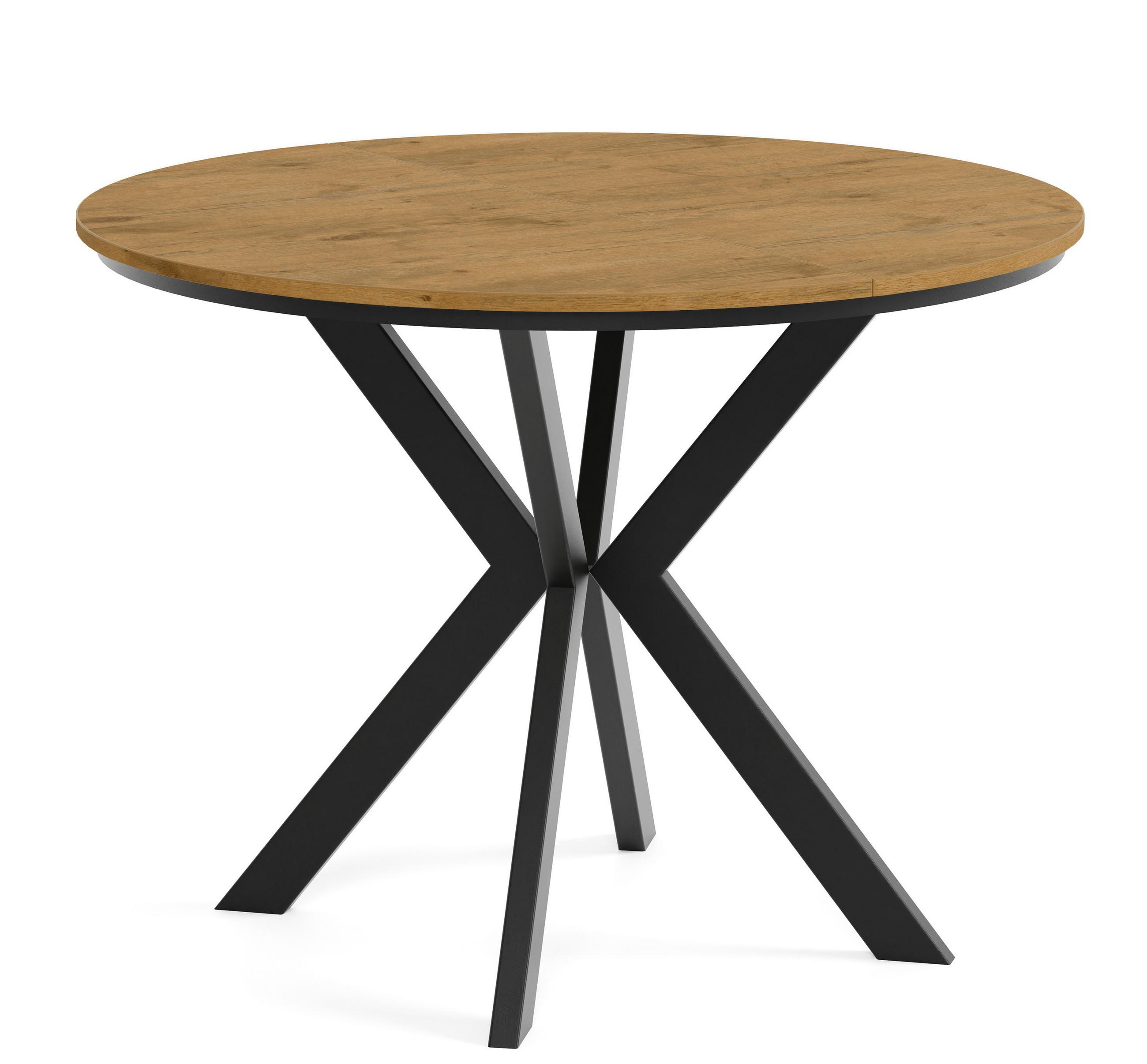 TISCH Schwarz EWA Ausziehbar - Eichefarben/Schwarz, Holzwerkstoff (90/90/76cm) - Sepro Meble