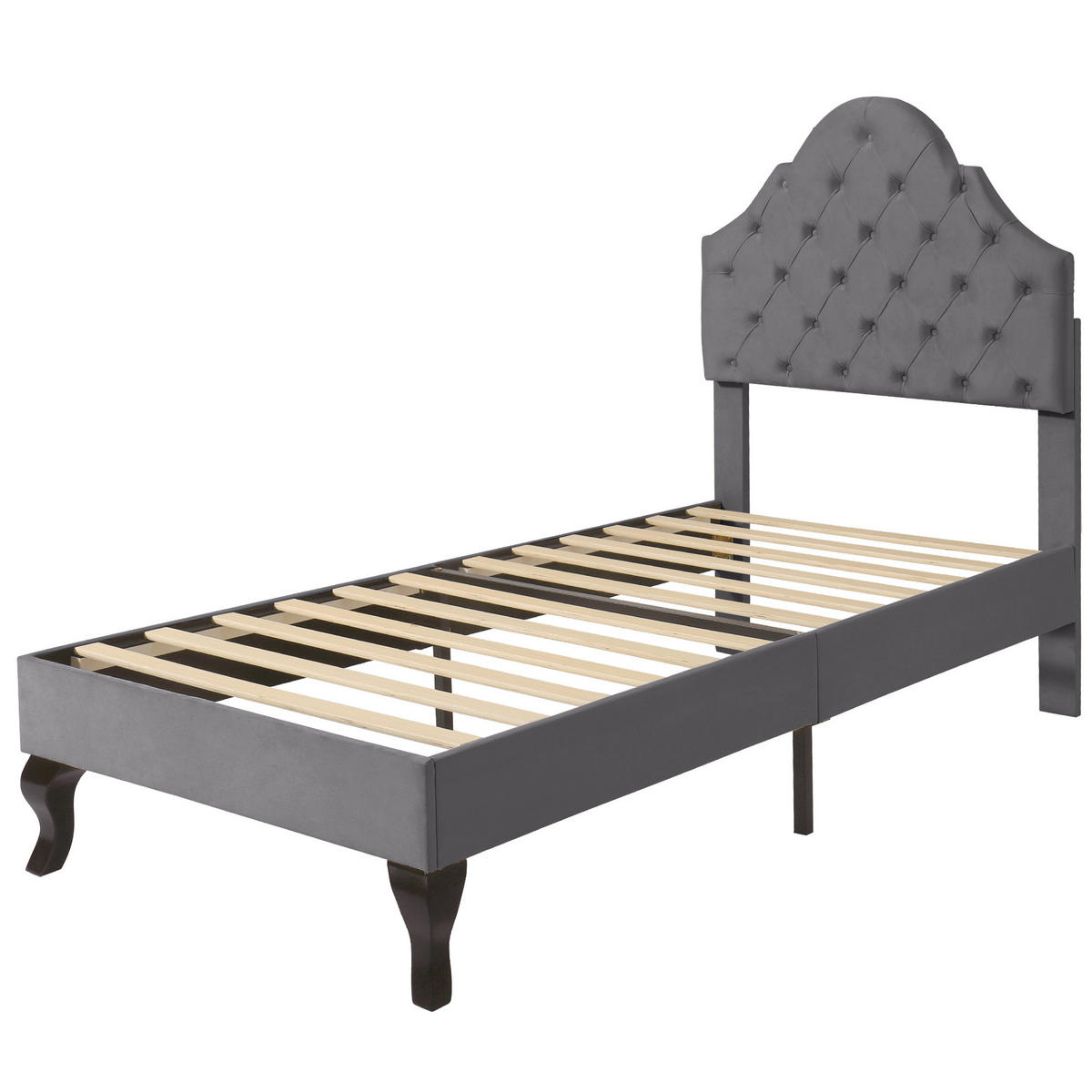 BETT mit Lattenrost 90x200 cm Samt Grau - Grau, Metall (90/200cm) - Beauniv