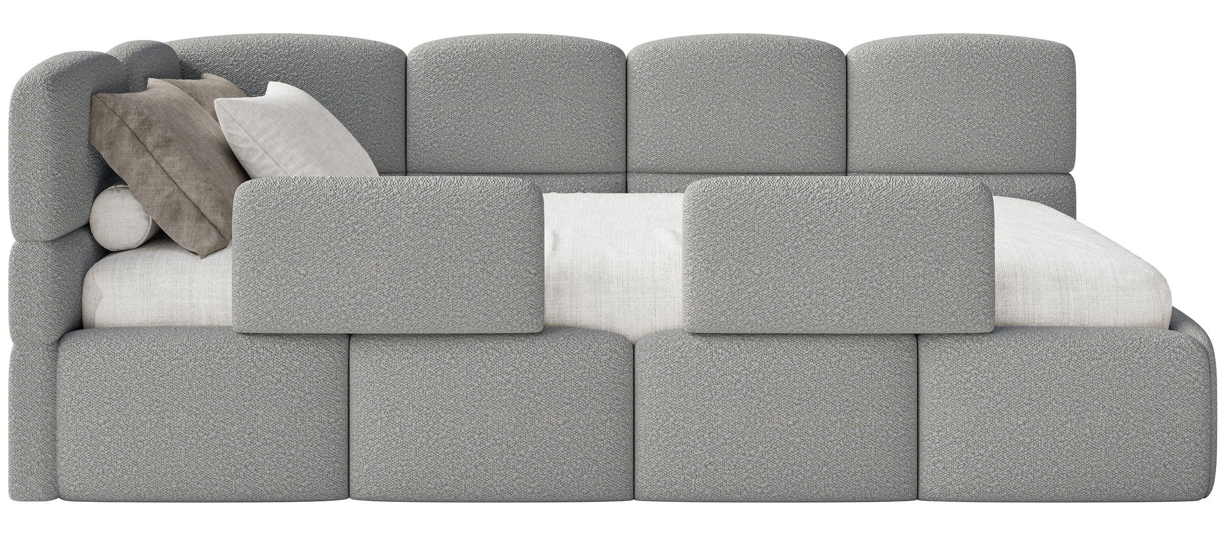 KINDERBETT Cloudy Grau 120 cm, Bouclé - Schwarz/Grau, Kunststoff/Textil (120/200cm) - Selsey