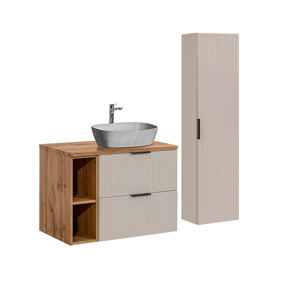 KOUPELNOVÝ NÁBYTEK 80.6cm Adriel 2er-Set Béžová - béžová, kompozitní dřevo (80.6/59/46cm) - Petits-meubles