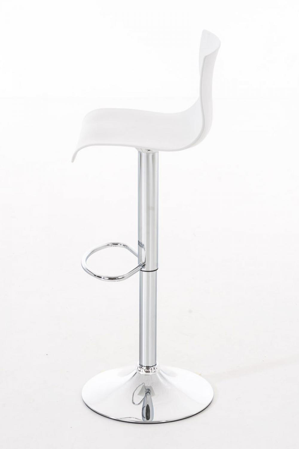 BARHOCKER 2er Set Kunststoff weiß - Chromfarben/Weiß, Kunststoff/Metall (39/84/36cm) - CLP