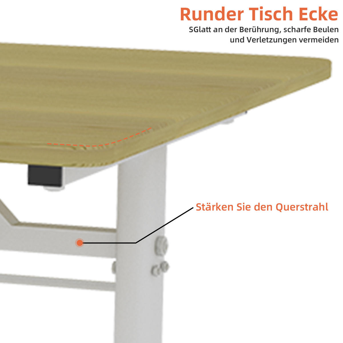 SCHREIBTISCH in Naturfarbe Höhenverstellbarer Kinderschreibtisch mit kompaktem Design für Arbeitszimmer, B120/T60/H90 cm - Weiß/Naturfarben, Holzwerkstoff/Metall (60/120/90cm) - STILVORA