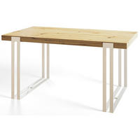ESSZIMMERTISCH ROSA 200X90X77 cm, Farbe: ARTISAN, mit Metallbeinen in Farbe Weiß - Hellbraun/Weiß, Holzwerkstoff (200/90/77cm) - Alpi-Möbel