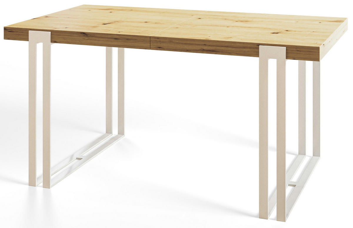 ESSZIMMERTISCH ROSA 200X90X77 cm, Farbe: ARTISAN, mit Metallbeinen in Farbe Weiß - Hellbraun/Weiß, Holzwerkstoff (200/90/77cm) - Alpi-Möbel