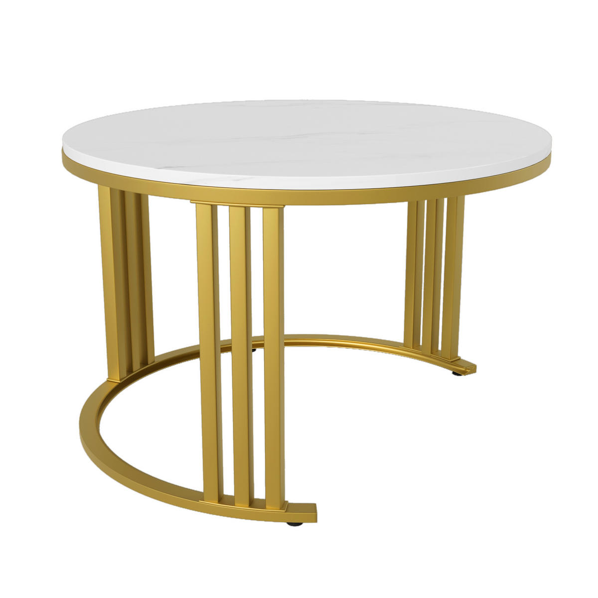 COUCHTISCH 2er-Set rund 70/50 cm MDF Schwarz mit 2 Schubladen - Schwarz, Metall (70/70/46cm) - Meubliv
