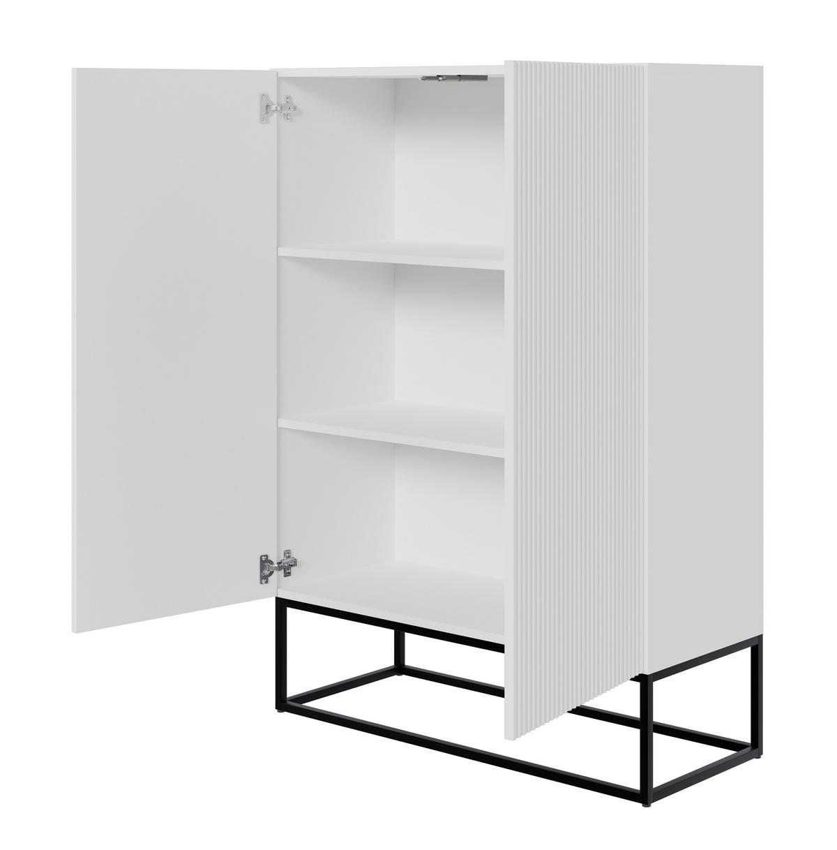 HIGHBOARD Veldio Weiß mit schwarzen Beinen 90 cm - Schwarz/Weiß, Holzwerkstoff/Metall (125/90/38cm) - Selsey