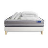 BETT Actiflex pur Taschenfederkern 200 x 200 cm h3 - Kit Bettgestell Weiß - Mit Kissen und Bettdecke - Beige/Weiß, Holz/Textil (200/200cm) - ACTISOM