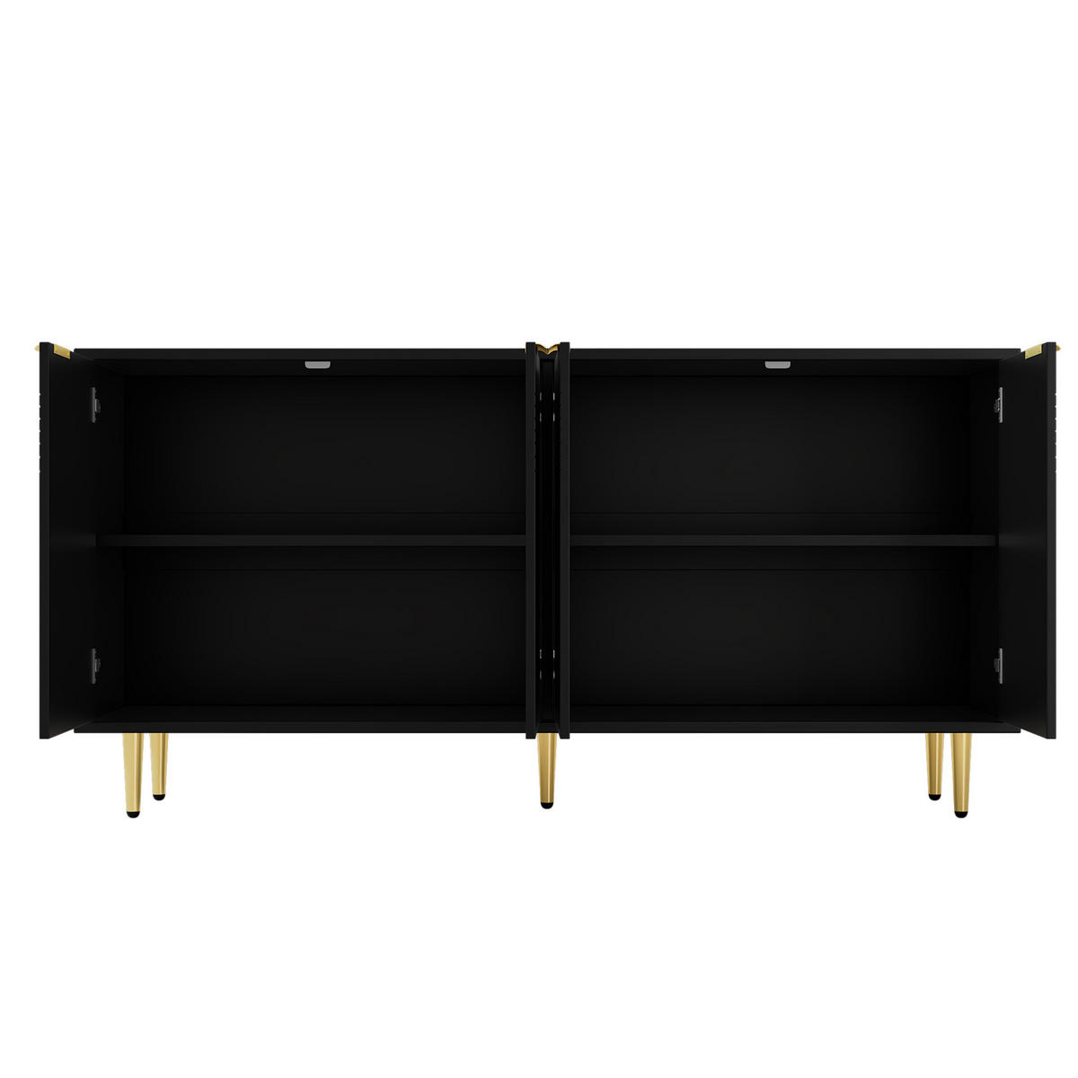 SIDEBOARD 160/40/80 cm mit 4 Türen, verstellbaren Einlegeböden und Soft-Close-Scharnieren, MDF/Spanplatte, Schwarz - Schwarz, Holzwerkstoff (160/80/40cm) - Redom