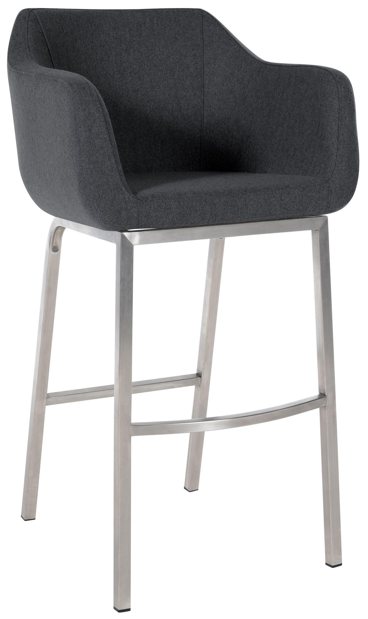 BARHOCKER Filz grau - Edelstahlfarben/Grau, Textil/Metall (58/108/56cm) - CLP