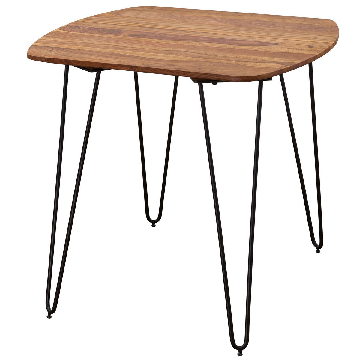 ESSZIMMERTISCH – Massivholz Braun 80x80x76 cm Modern abgerundete Ecken - Schwarz/Braun, Holz/Metall (80/80/76cm) - KADIMA DESIGN