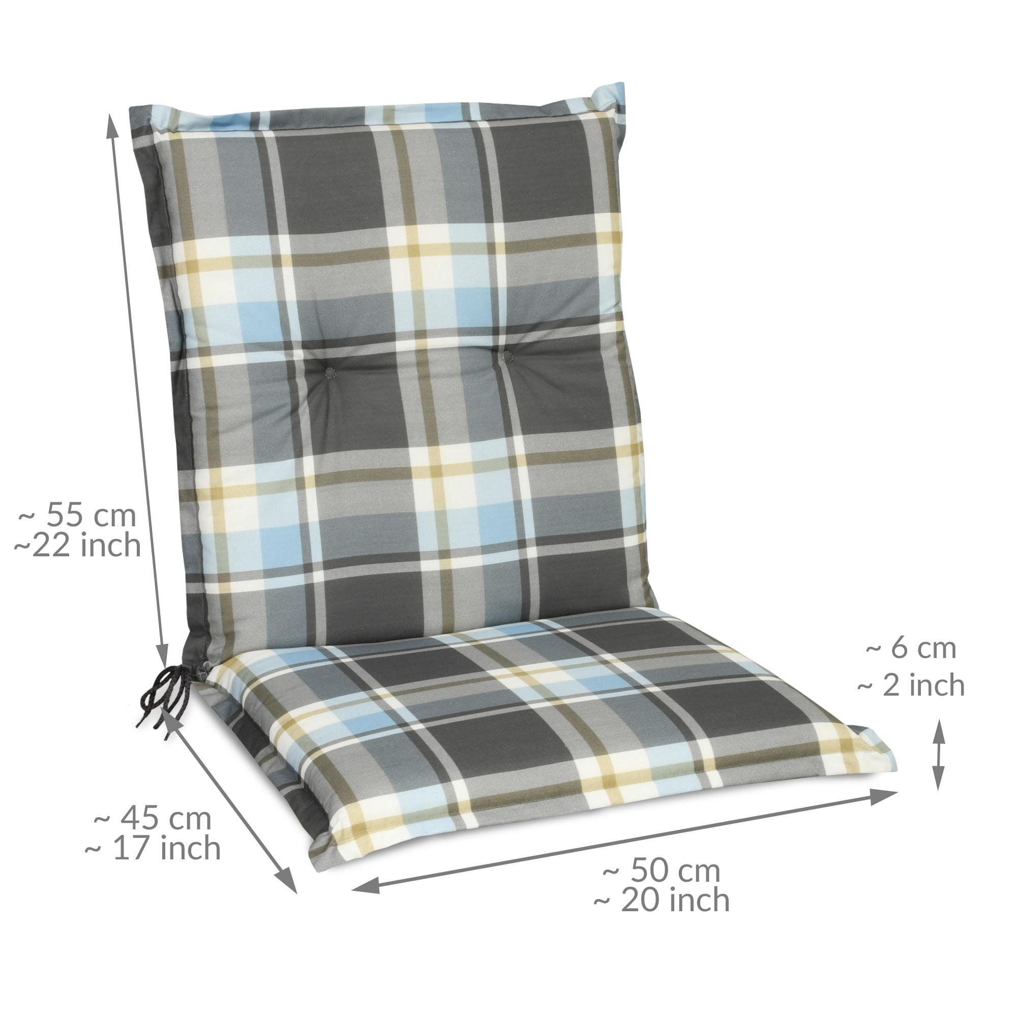 NIEDERLEHNERAUFLAGE Sunny BK 100/50/6cm Blau-Kariert - Blau, Textil (50/6/100cm) - Beautissu 