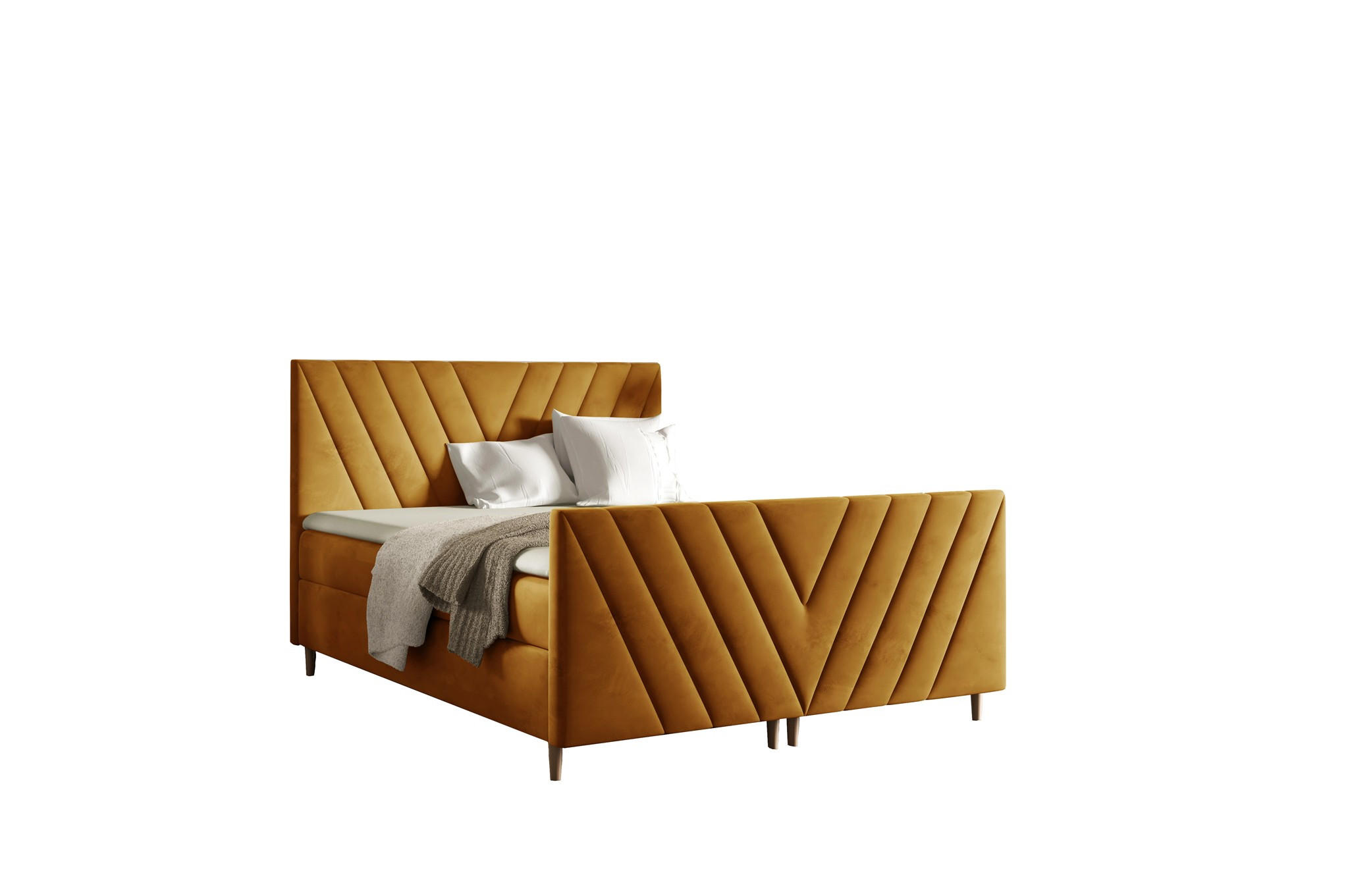 BOXBETT Carlito In überlänge - Gelb, Holzwerkstoff/Textil (120/220cm) - Fun Möbel