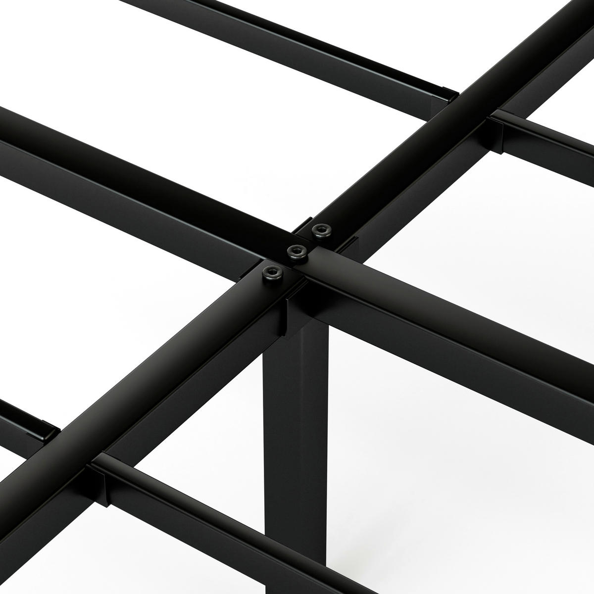 METALLBETT mit LED, 160x200 cm - Schwarz - Schwarz, Metall - KOMHTOM