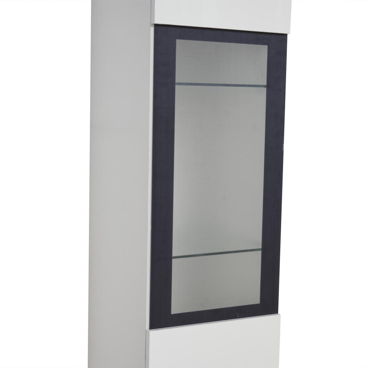 WOHNWAND-SET in Weiß mit LED Beleuchtung für Wohnzimmer, B180/T30/H130 cm - Weiß, Glas/Holzwerkstoff (180/30/33cm) - STILVORA