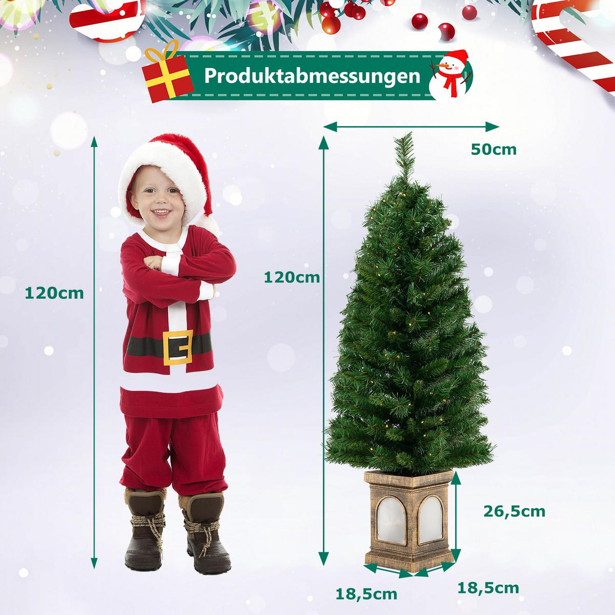 WEIHNACHTSBAUM Tannenbaum im Topf mit 3 Lichtmodi 120 cm grün - Grün, Kunststoff (120cm) - COSTWAY