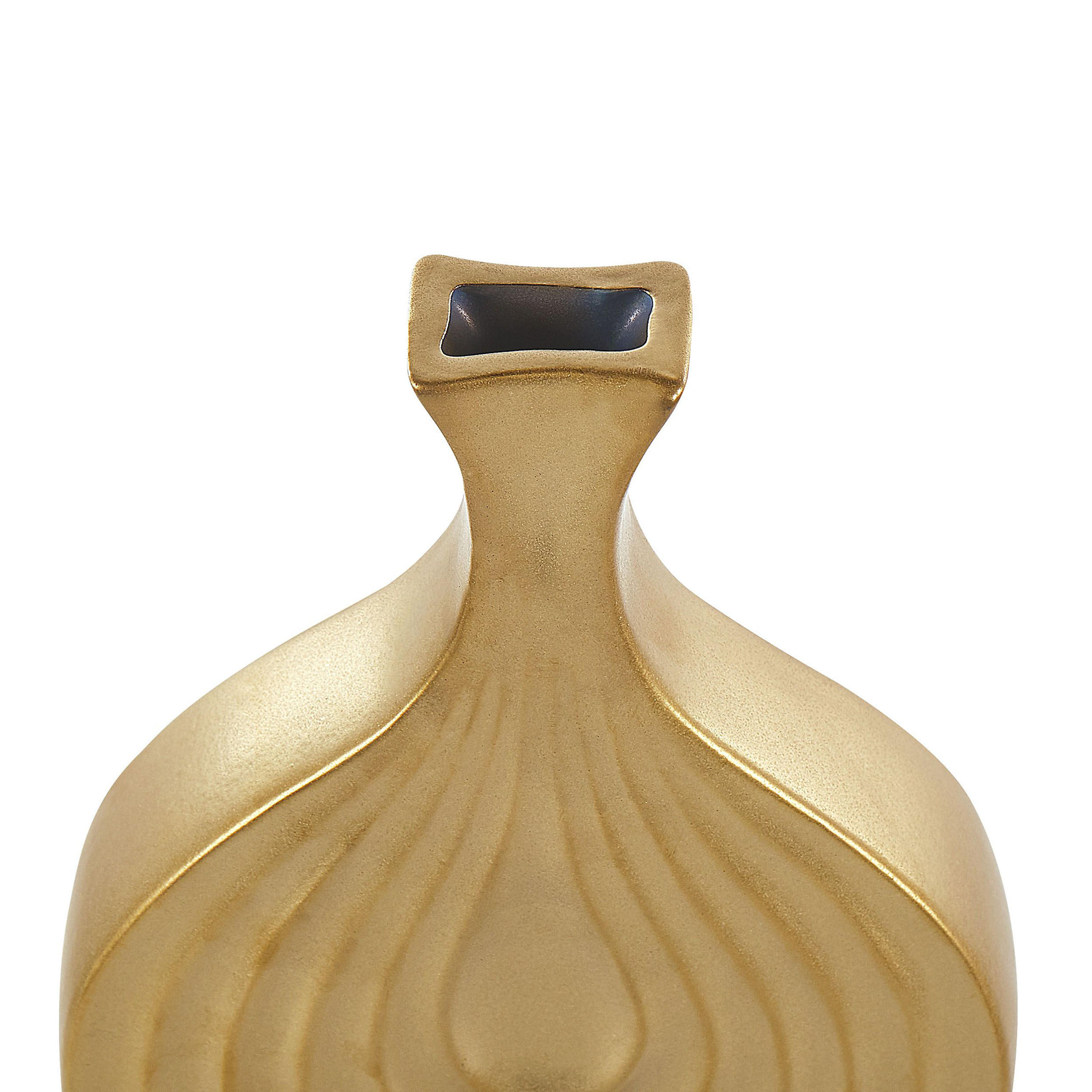 DEKOVASE Steinzeug gold Thapsus - Goldfarben, Keramik (25cm) - Beliani