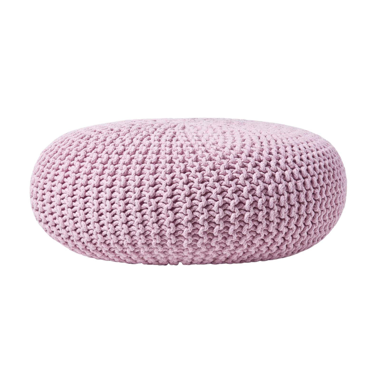 Homescapes Strick-Pouf Rosa 70x23x70 cm