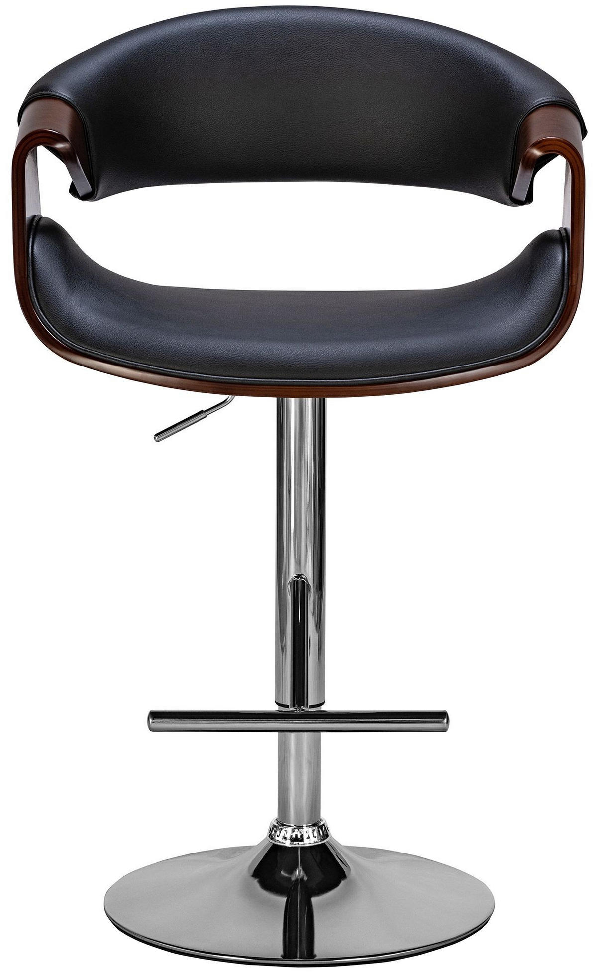 BARHOCKER Foley 2er Set 95-116x60x52 cm Walnuss/Schwarz - Nussbaumfarben, Leder (60/95/52cm) - furnicato