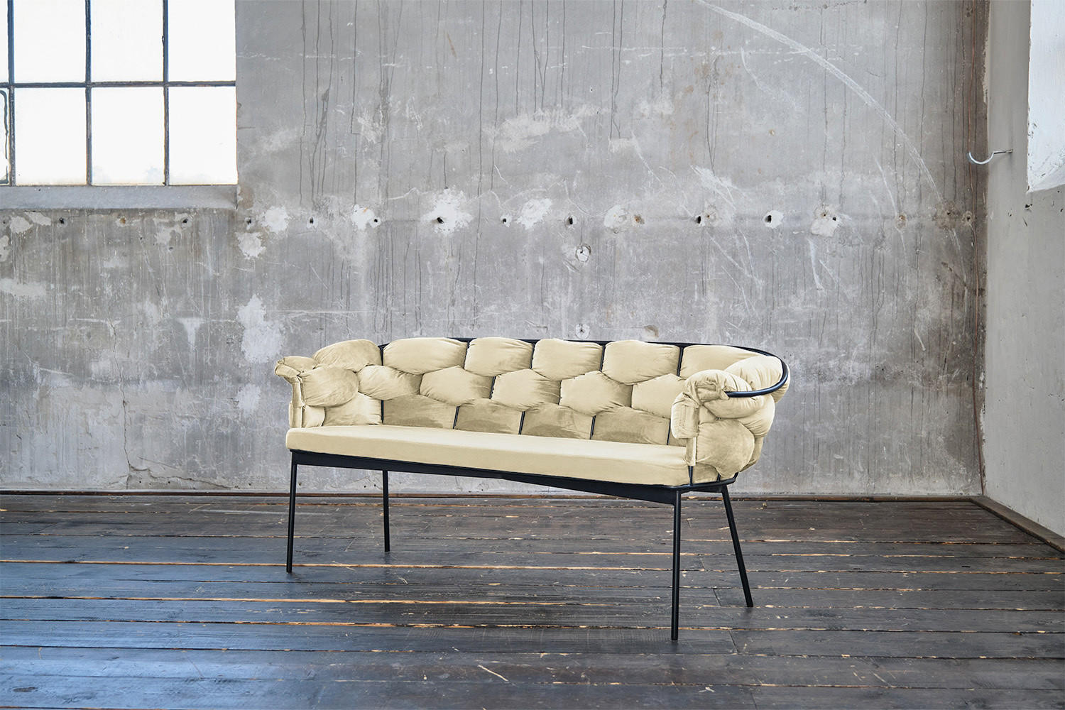 SITZBANK MONTY Weiß Velvet - Weiß, Textil (220/78/62cm) - KAWOLA