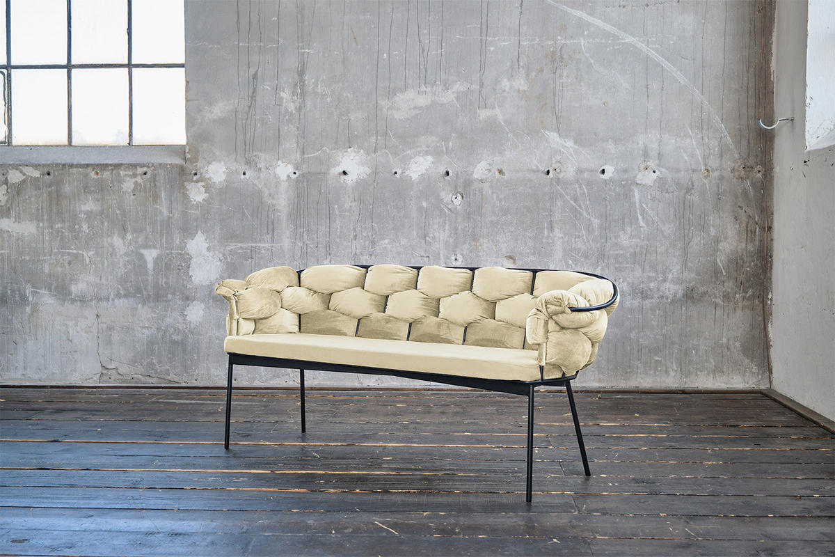 SITZBANK MONTY Weiß Velvet - Weiß, Textil (160/70/62cm) - KAWOLA