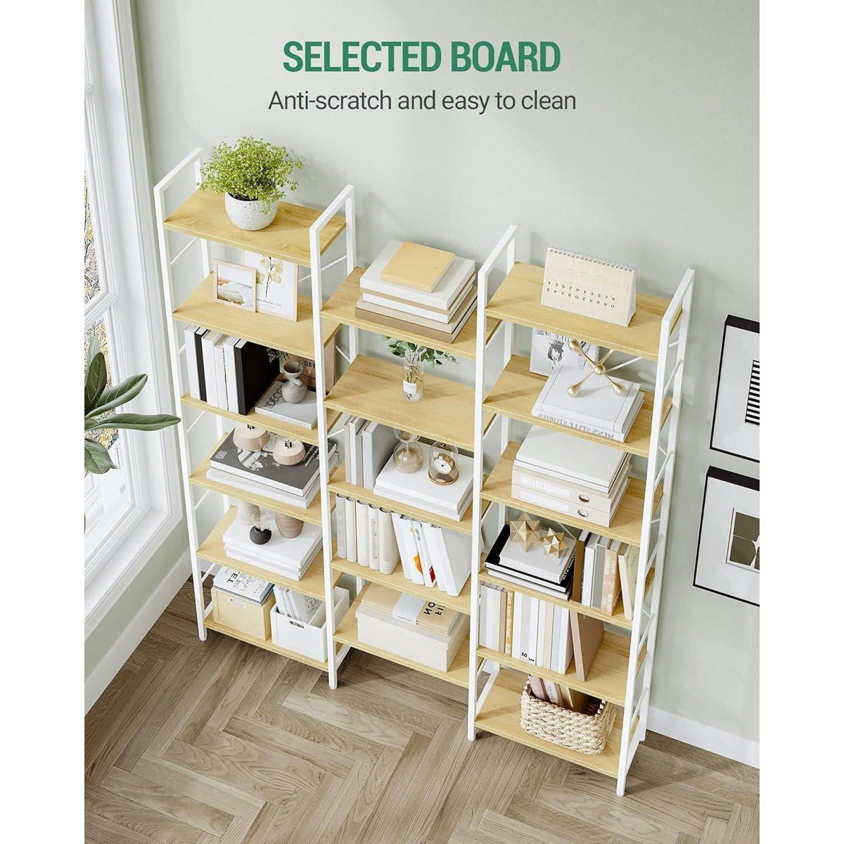 BÜCHERREGAL 6 Etagen 17 Fächer Eiche-Weiß 152 x 186 cm - Weiß, Holzwerkstoff (152/186/24cm)