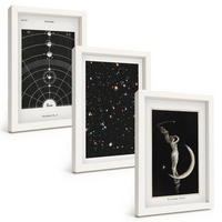BILDER SET 3er Set - 20x30 cm Weißer Rahmen - Nachtdarstellung des Sonnensystems - Weiß, Kunststoff (20/30cm) - TULUP