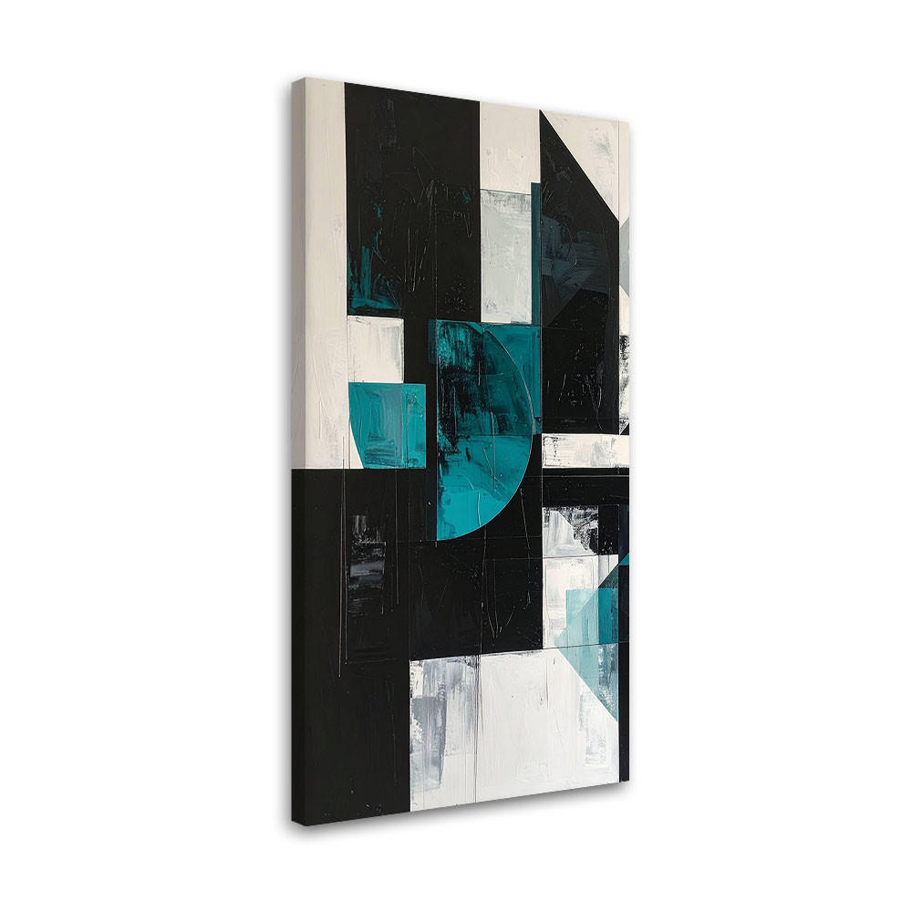 LEINWANDBILD 3D und geometrisch 50x100cm - Türkis, Textil (50/100cm) - Feeby