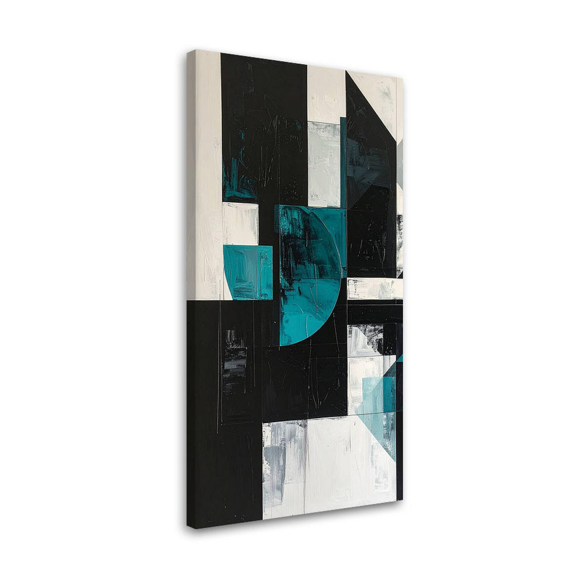 LEINWANDBILD 3D und geometrisch 50x100cm - Türkis, Textil (50/100cm) - Feeby