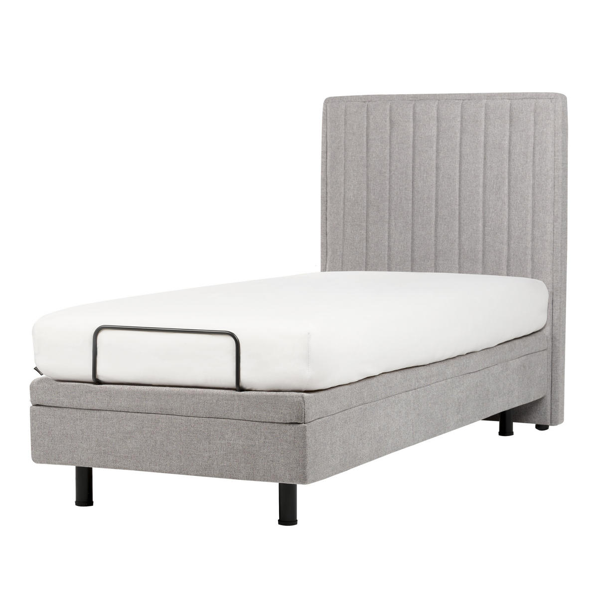 BETT 90/200 cm Hellgrau Duke II - Hellgrau, Textil (90/200cm) - Beliani