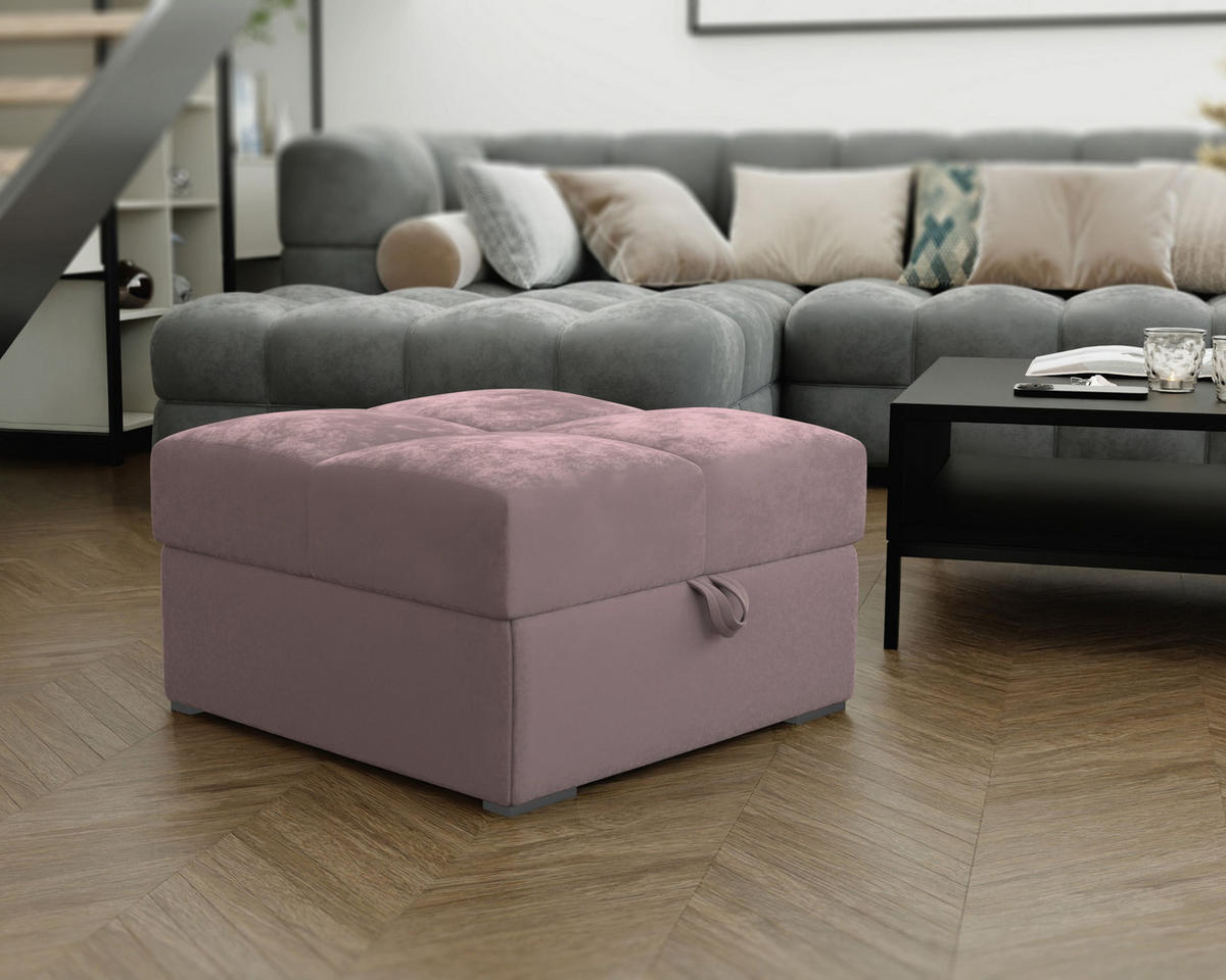 POUF MIZA Rosa 65x65 cm - Rosa, Textil (65/38/65cm) - MASSENO